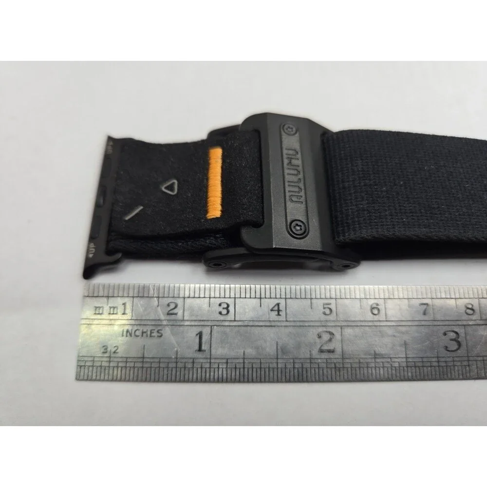 Aulumu A11 Mag Buckle Slim Band For Apple Watch Ultra 49mm Black Nylon Strap Set